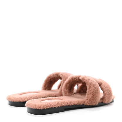 Hermes Woolskin Oran Sandals 37 Rose Aube 3 of 4