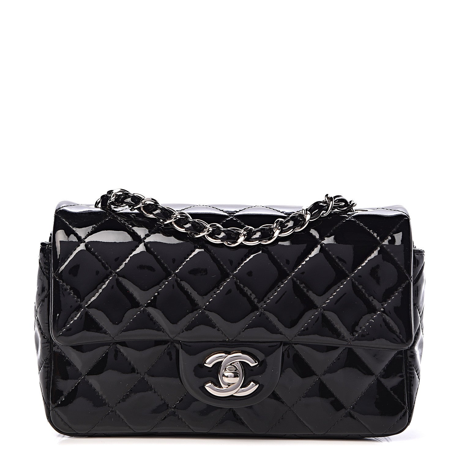 Chanel Patent Calfskin Quilted Mini Rectangular Flap Black 1 of 14