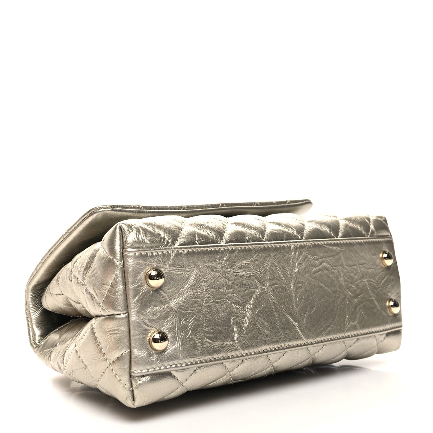 Metallic Aged Calfskin Quilted Mini Coco Handle Flap Gold