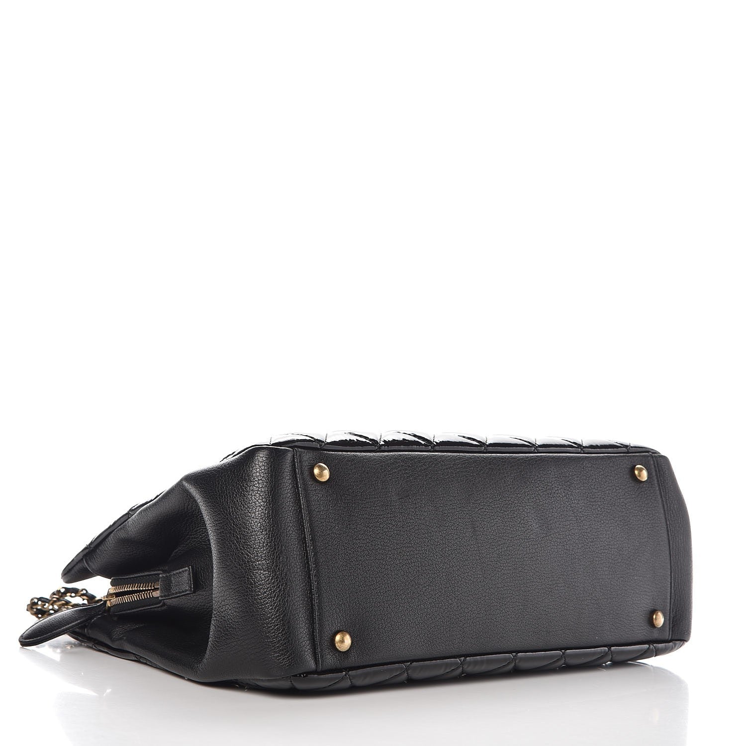 Chanel Patent Goatskin Quilted Small CC Eyelet Tote Black 4 of 11