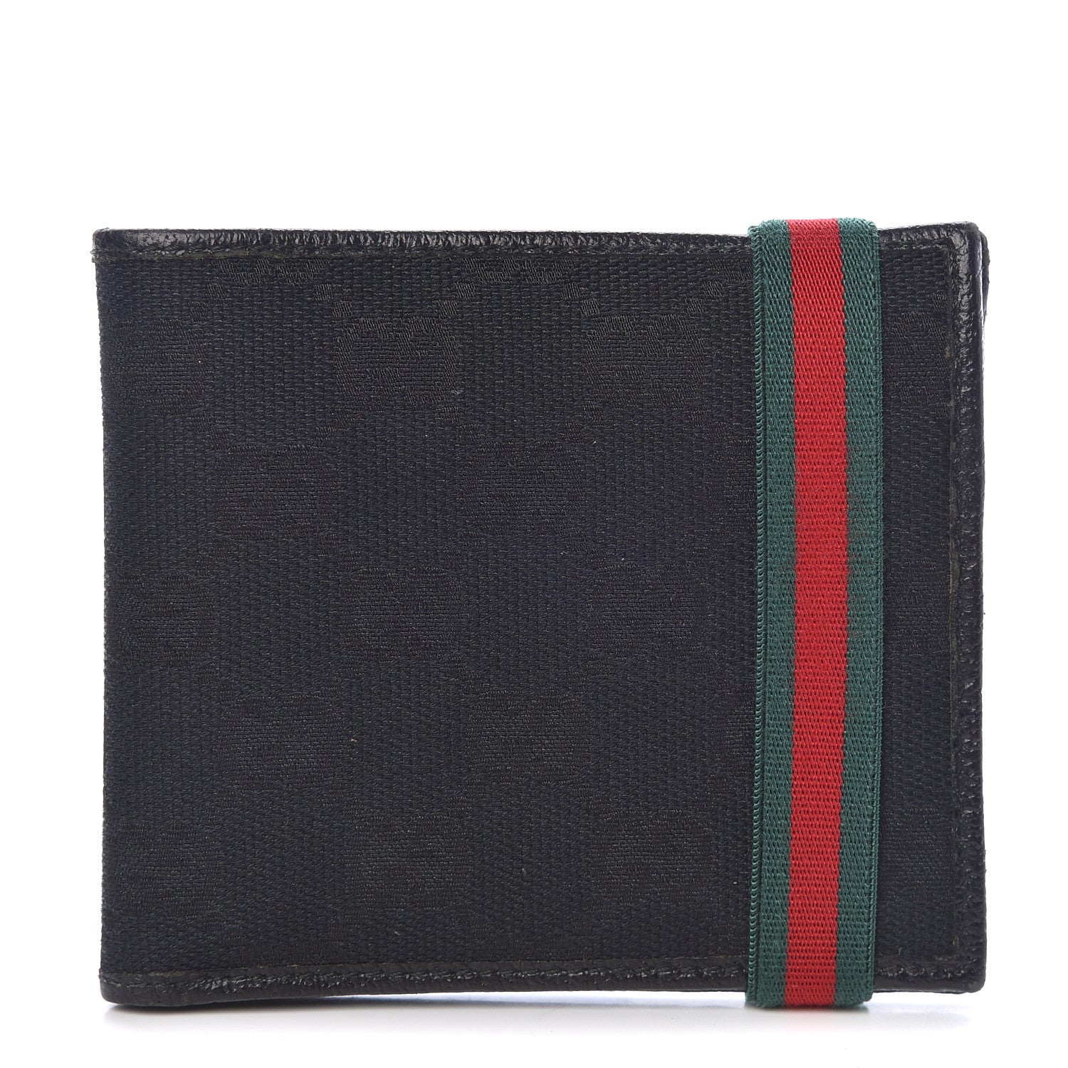 Gucci Monogram Web Band Bi-Fold Wallet Black 1 of 8