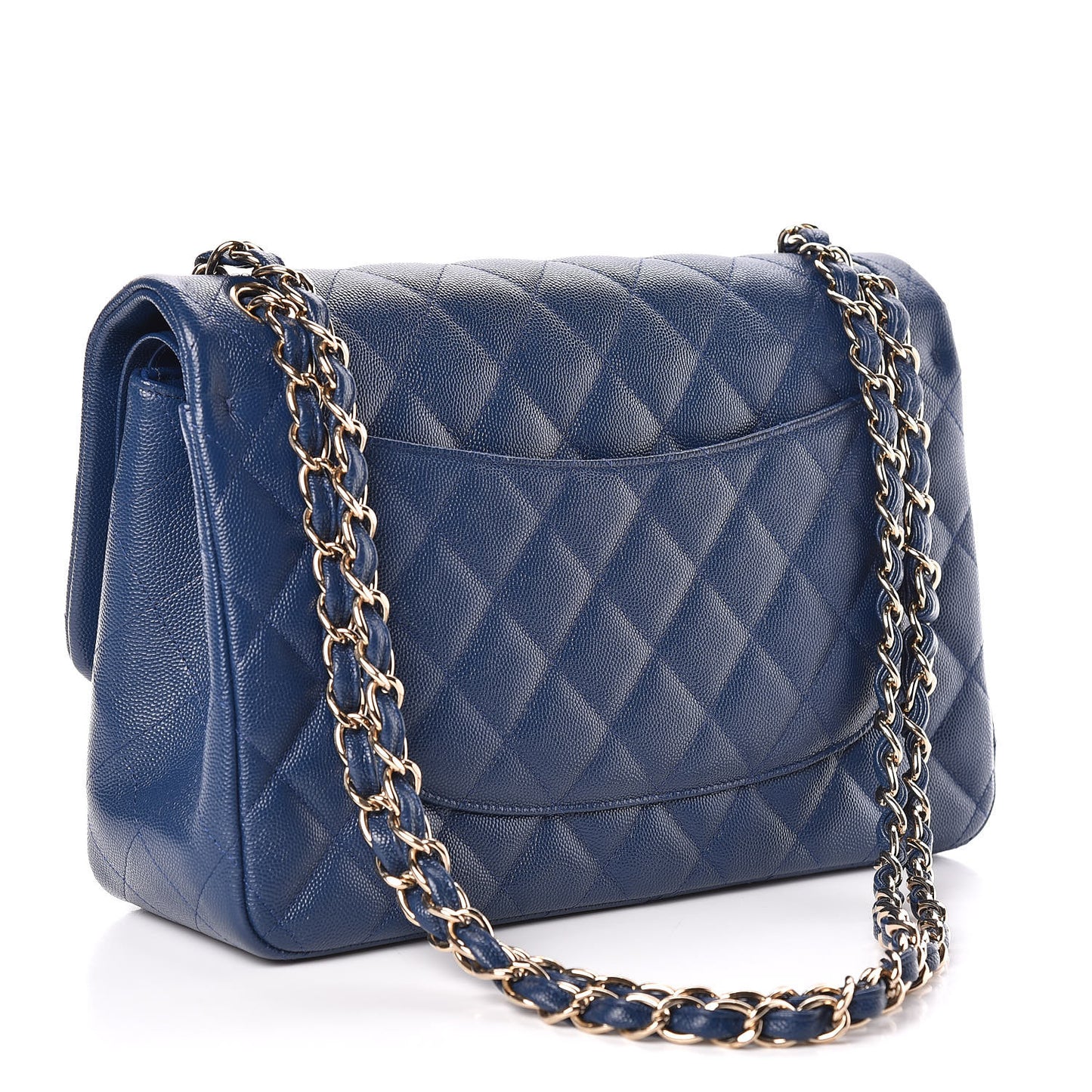 Caviar Quilted Jumbo Double Flap Navy