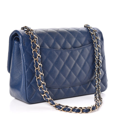 Chanel Caviar Quilted Jumbo Double Flap Navy 3 of 12