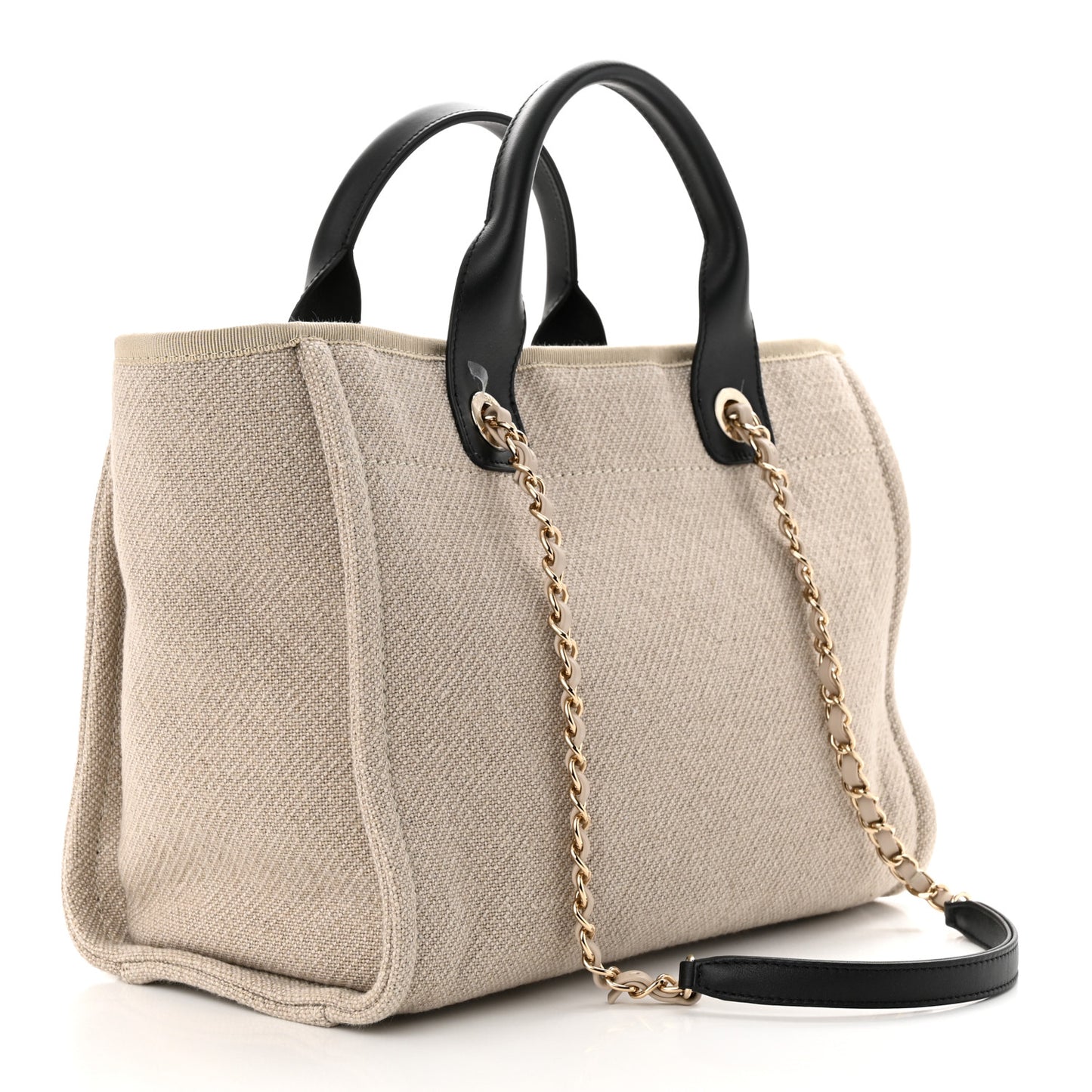 Mixed Fibers Small Deauville Tote Beige Black