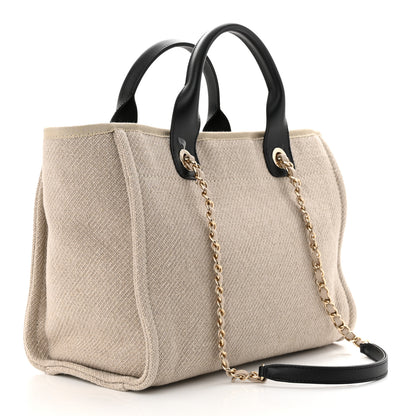 Chanel Mixed Fibers Small Deauville Tote Beige Black 4 of 11