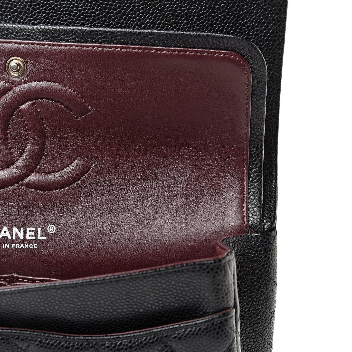 Caviar Quilted Medium Double Flap Black