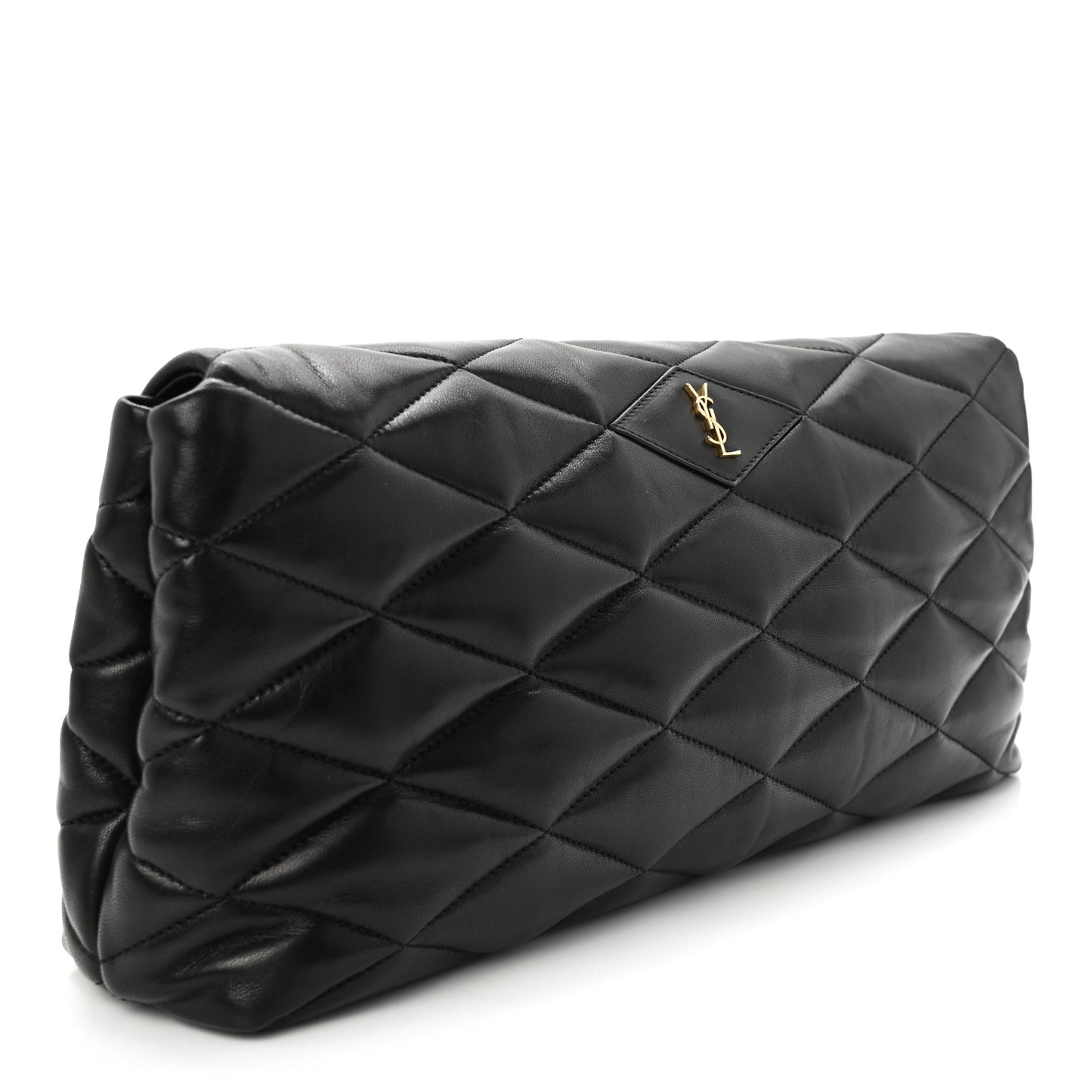 Lambskin Quilted Sade Puffer Envelope Clutch Black