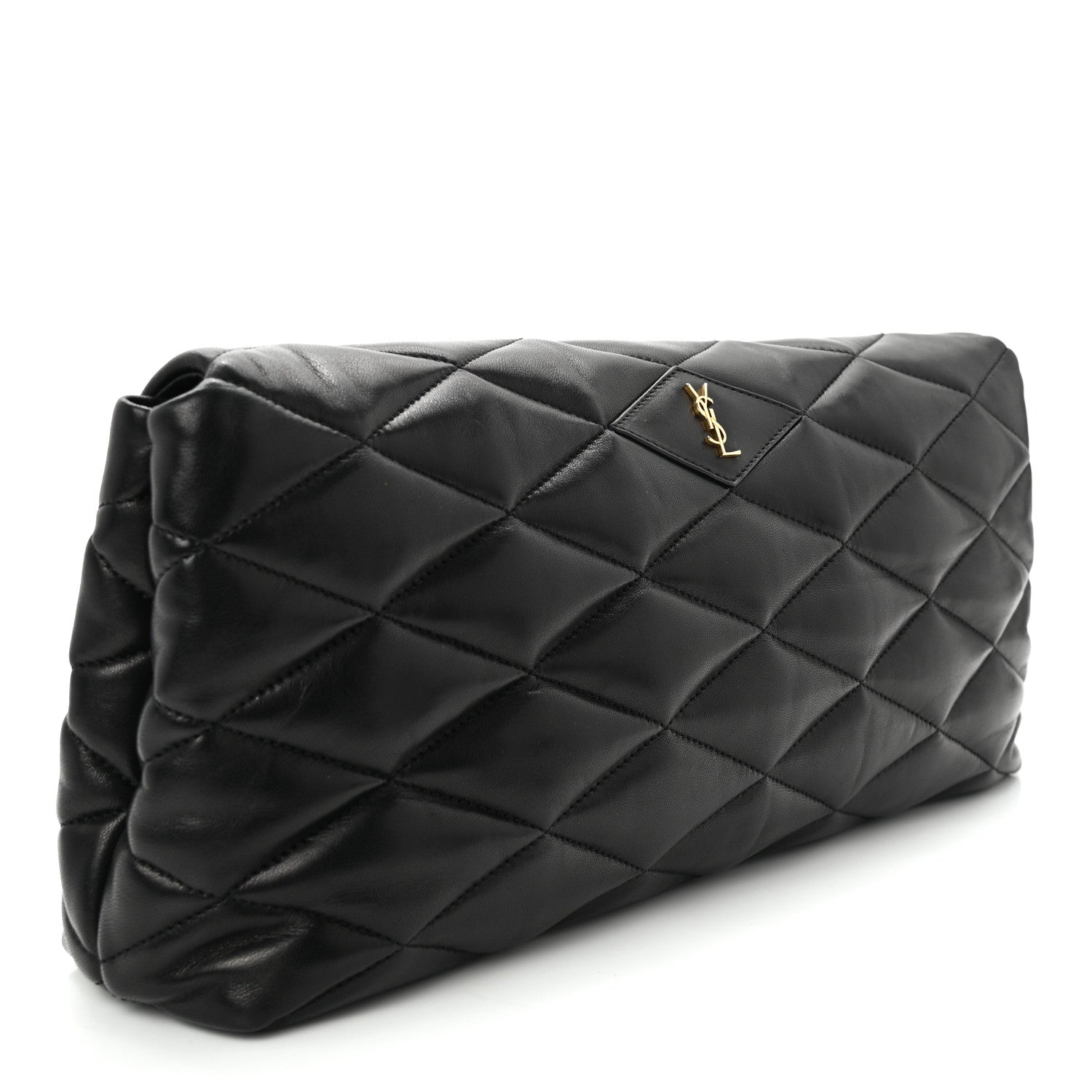 Saint Laurent Lambskin Quilted Sade Puffer Envelope Clutch Black 3 of 9