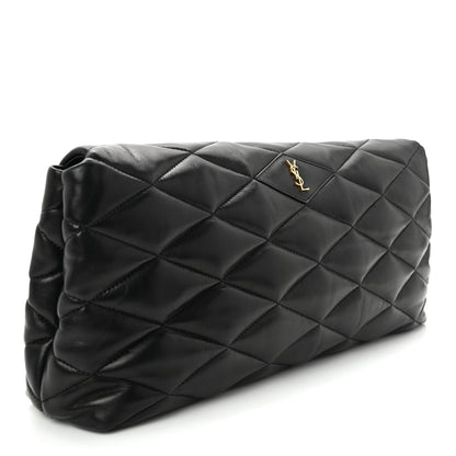 Saint Laurent Lambskin Quilted Sade Puffer Envelope Clutch Black 3 of 9