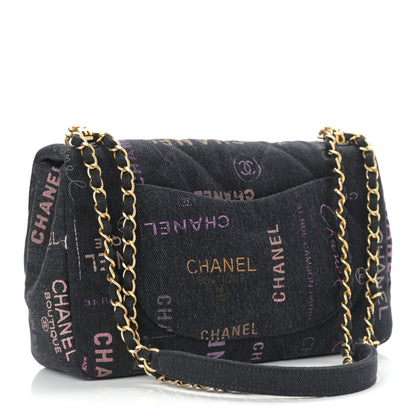 Chanel Denim Quilted Denim Mood Large Flap Black Multicolor 3 of 11