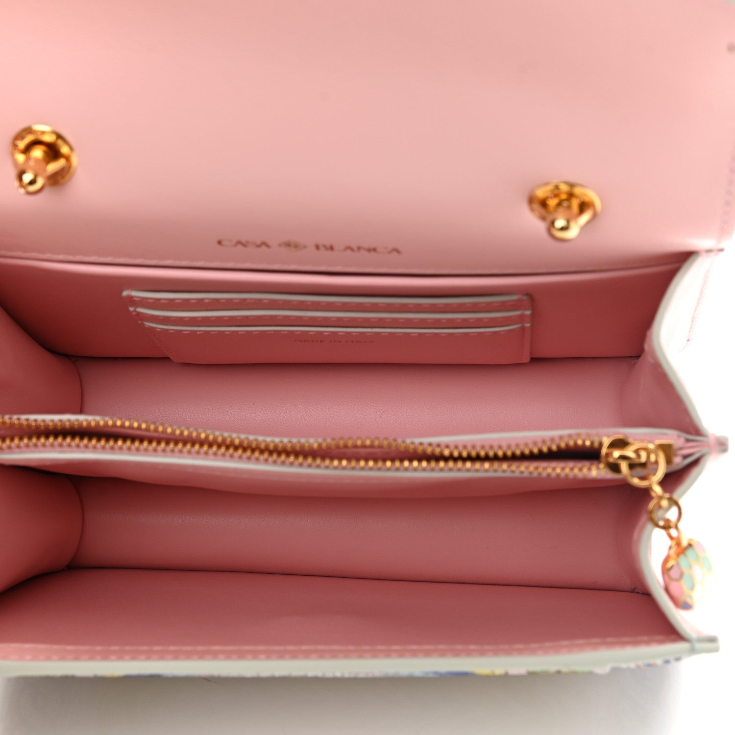 Bulgari X CASABLANCA Soft Grain Calfskin Mosaic Printed Serpenti Forever Top Handle Dusty Pink Multicolor 5 of 11