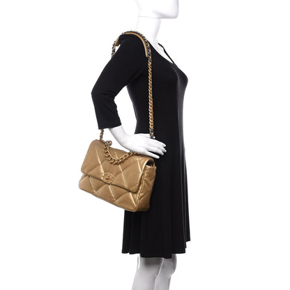 Chanel Goatskin Quilted Large 19 Flap Gold 2 of 10