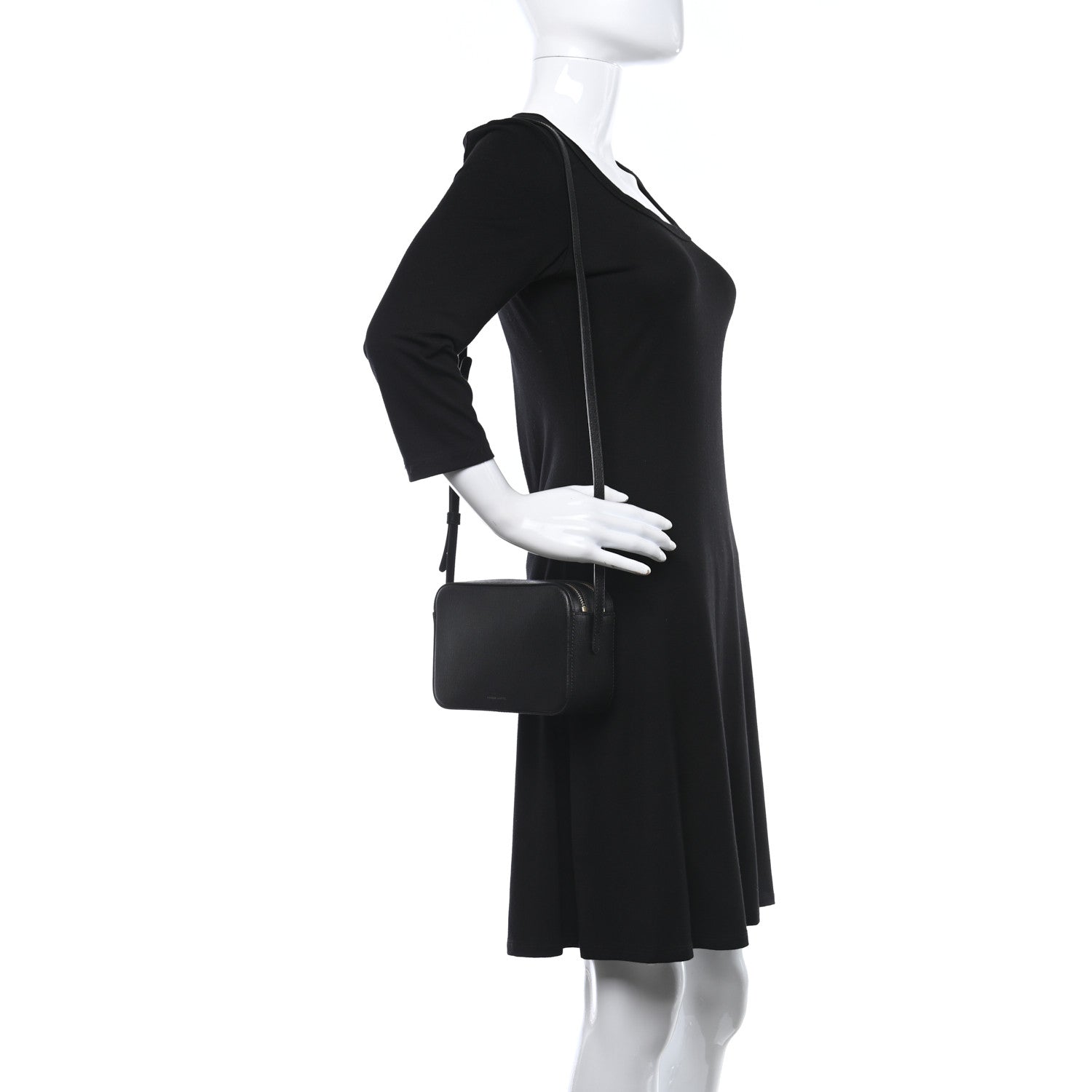 Mansur Gavriel Saffiano Double Zip Crossbody Black 2 of 9