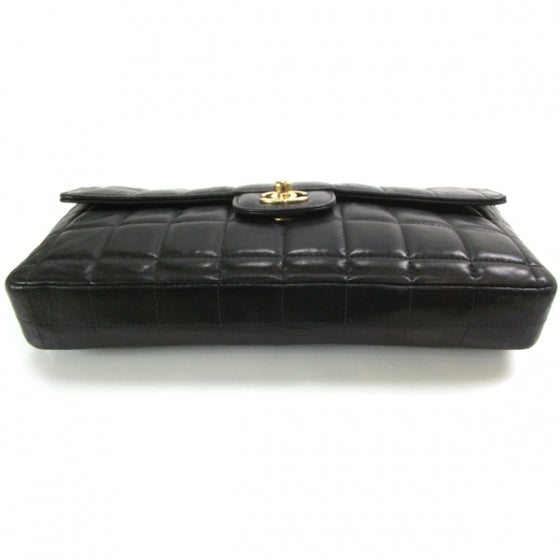 Lambskin East West Chocolate Bar Flap Black
