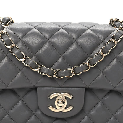 Chanel Lambskin Quilted Mini Rectangular Flap Dark Grey 9 of 12