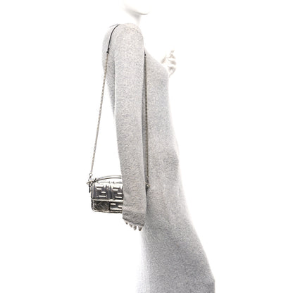 Fendi Vitello Catalan Mirror FF 1974 Embossed Mini Baguette Argento 2 of 10