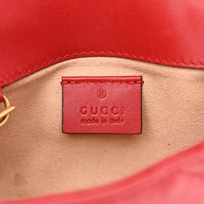 Gucci Calfskin Matelasse Super Mini GG Marmont Shoulder Bag Hibiscus Red 6 of 11