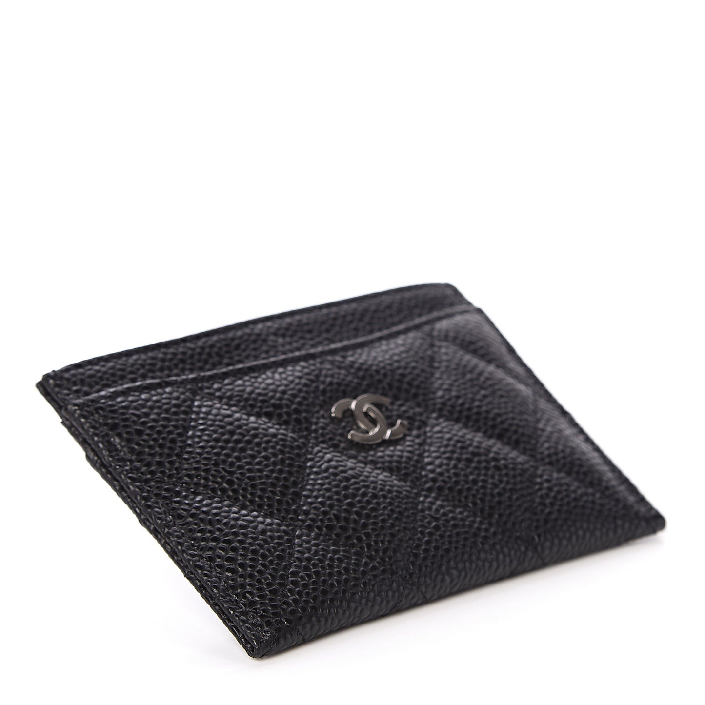 Caviar Quilted Card Holder Black