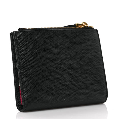Prada Saffiano Colour Metal Compact Wallet Black Hibiscus 3 of 6