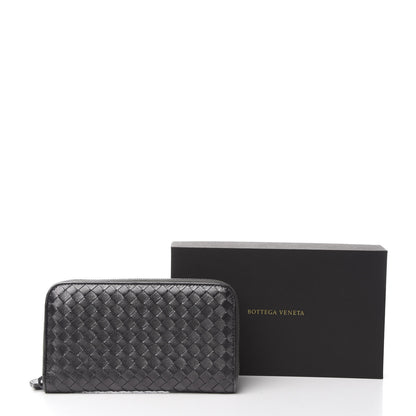 Bottega Veneta Metallic Grosgrain Intrecciato Zip Around Wallet Dark Silver 6 of 6