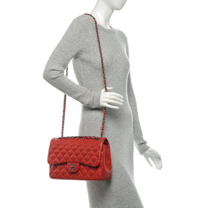 Chanel Lambskin Quilted Jumbo Double Flap Red 2 of 7