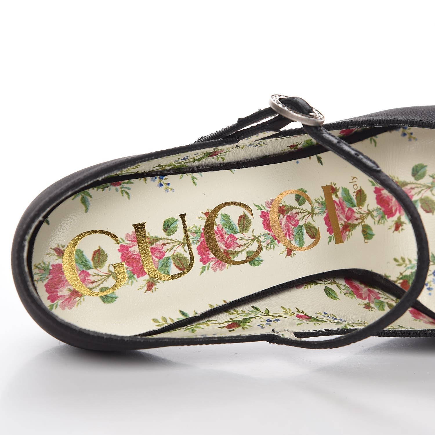 Gucci Moire Fabric Virginia Mary Jane Pumps 35.5 Black 7 of 8