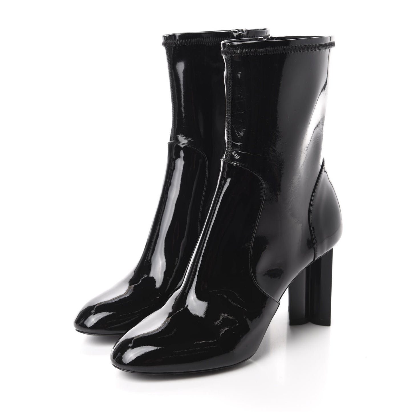 Patent Silhouette Ankle Boots 39 Black