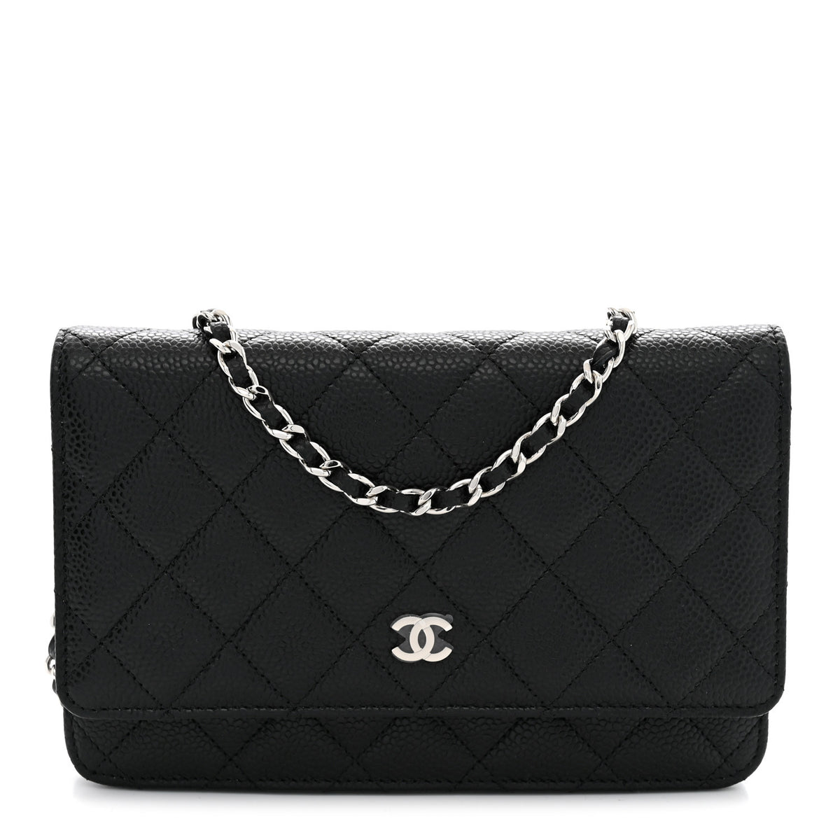 Caviar Quilted Wallet on Chain WOC Black