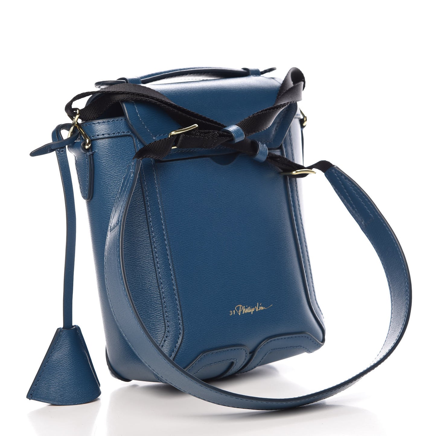 3.1 Embossed Grain Calfskin Pashli Camera Shoulder Bag Blue