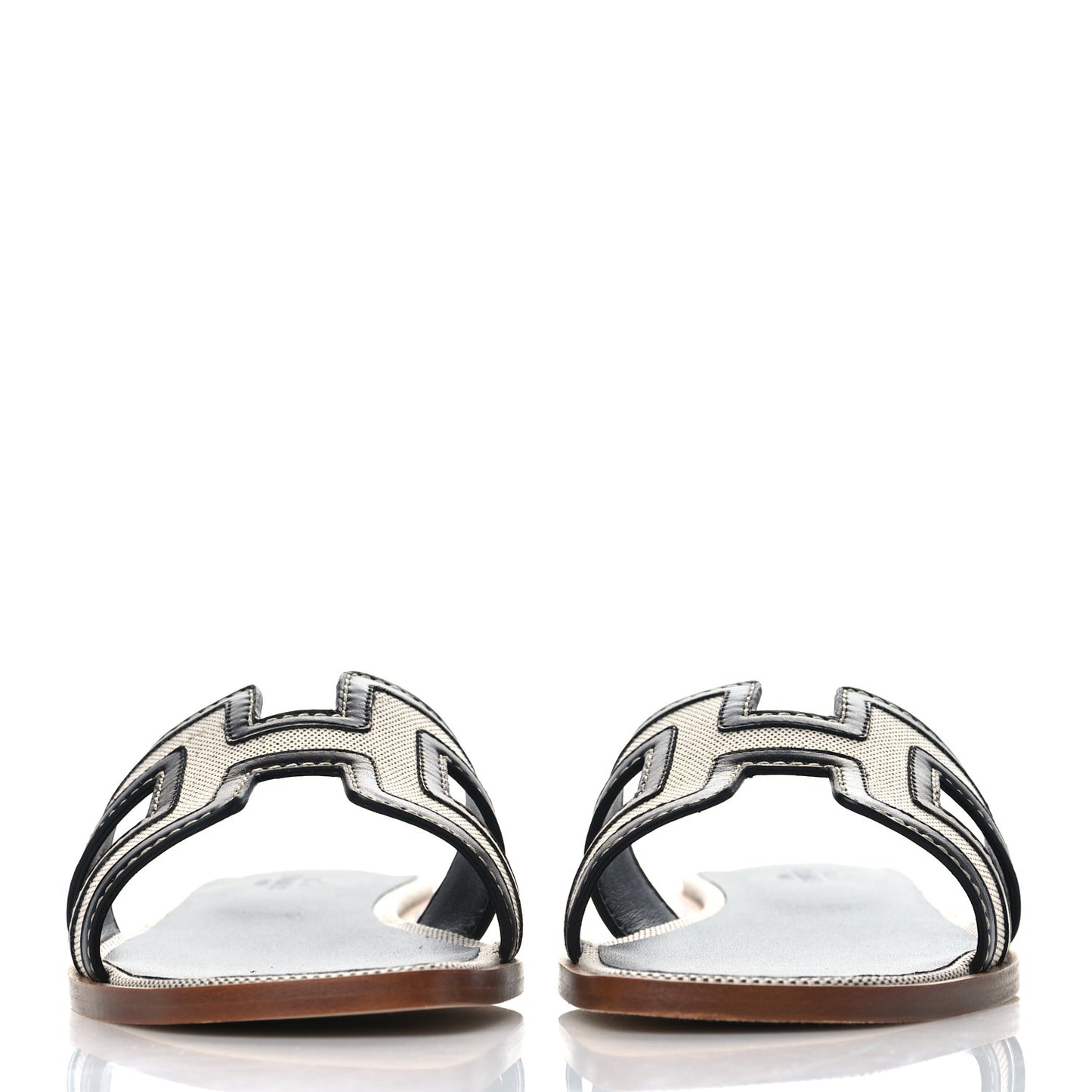 Calfskin Canvas Oran Sandals 36.5 Black