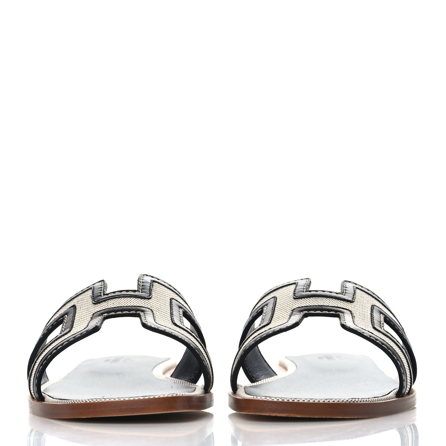 Hermes Calfskin Canvas Oran Sandals 36.5 Black 2 of 9