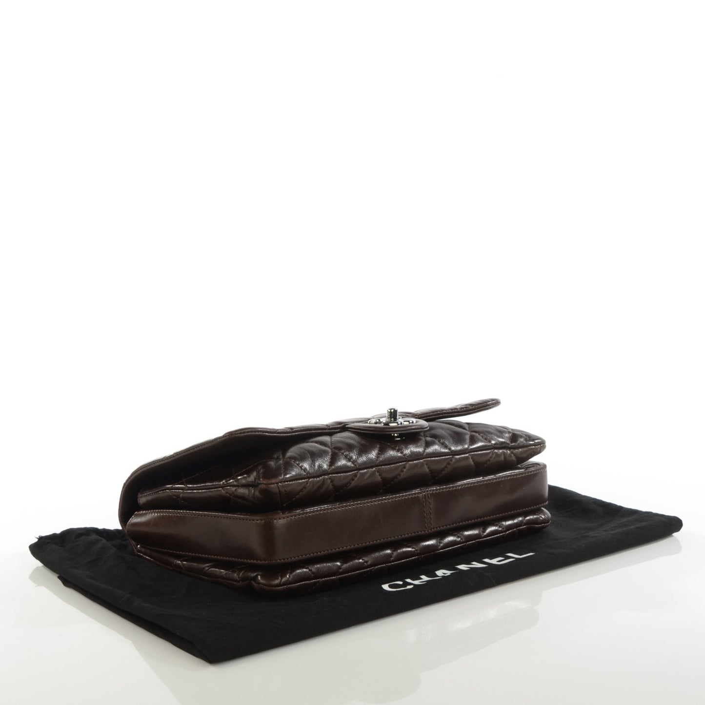 Lambskin Quilted Large 3 Flap Brown