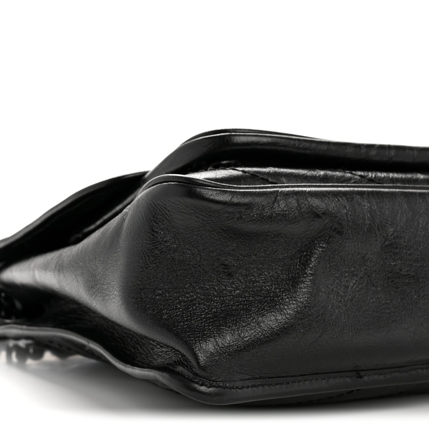 Crinkled Calfskin Matelasse Monogram Medium Niki Chain Satchel Black