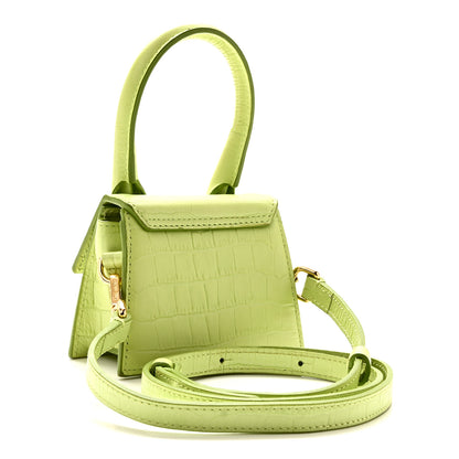 Jacquemus Calfskin Crocodile Embossed Le Chiquito Light Green 3 of 10