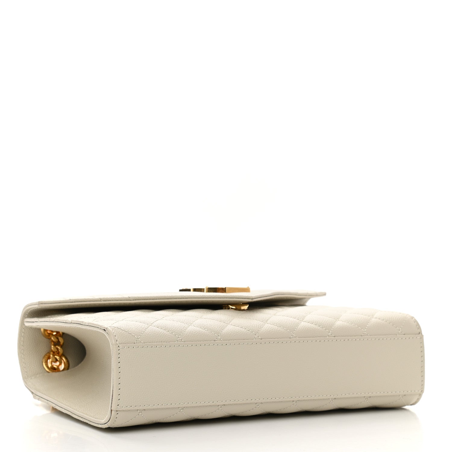 Saint Laurent Grain De Poudre Textured Mixed Matelasse Medium Triquilt Monogram Satchel Crema Soft 4 of 12