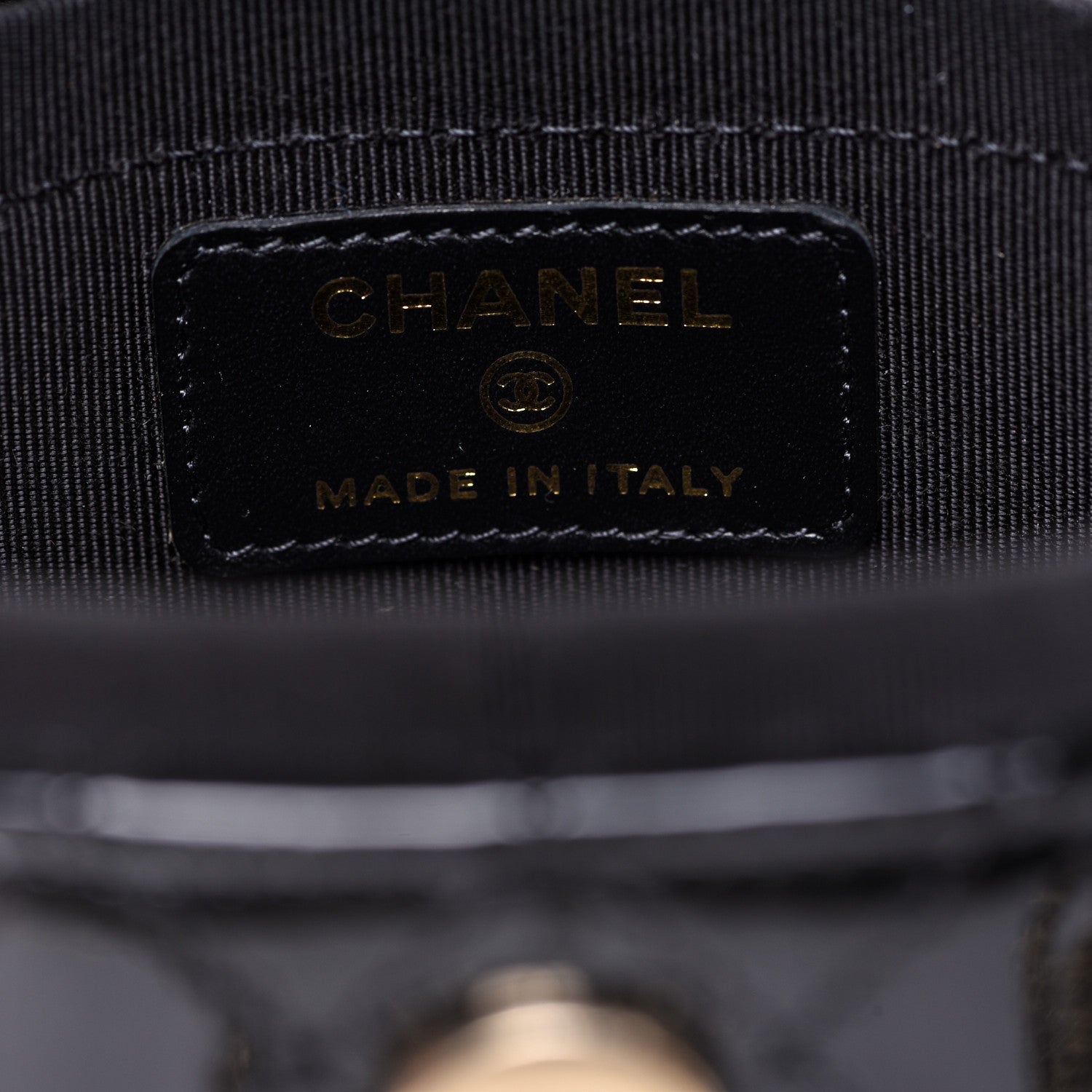 Chanel Patent Quilted Round Mini Vanity Case With Chain Black 6 of 7