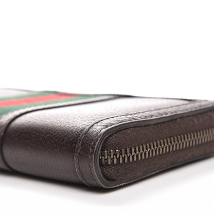 Gucci Calfskin Rania Web Zip Around Wallet Dark Brown 9 of 11