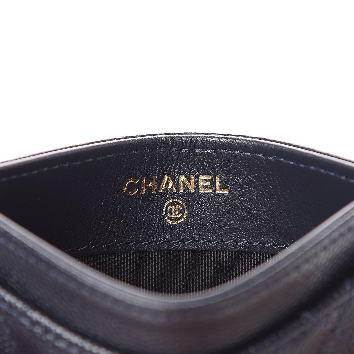 Caviar Quilted Card Holder Navy