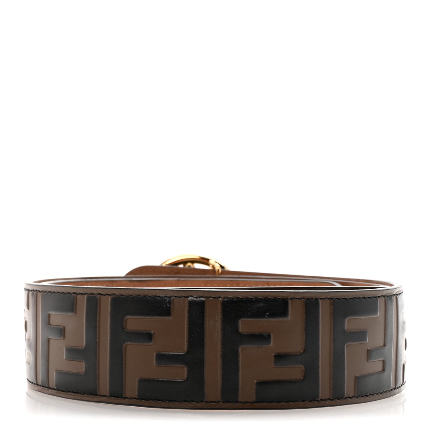 Vitello F is Fendi Bi-Color FF 1974 Embossed 85 34 Belt Maya Black