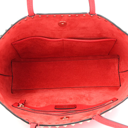 Valentino Garavani Grained Calfskin Small Rockstud Shoulder Tote Rouge Pur 5 of 10