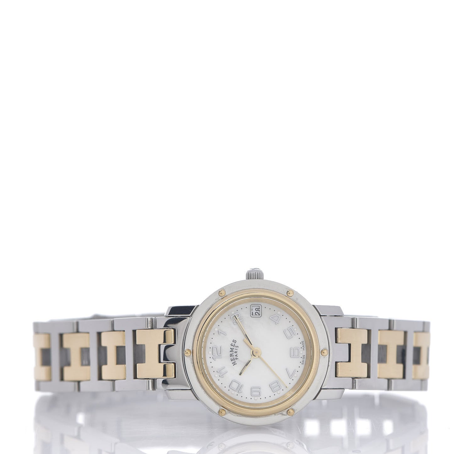 Stainless Steel Mother of Pearl 24mm Clipper Quartz Watch Gold