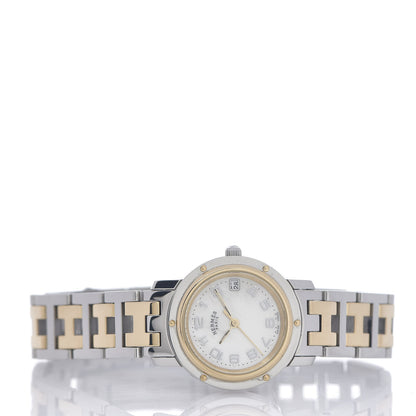 Hermes Stainless Steel Mother of Pearl 24mm Clipper Quartz Watch Gold 2 of 5