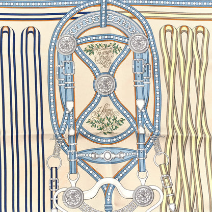 Hermes Silk Carre Grand Tralala Scarf 45 Vert Amande Beige Bleu 2 of 3