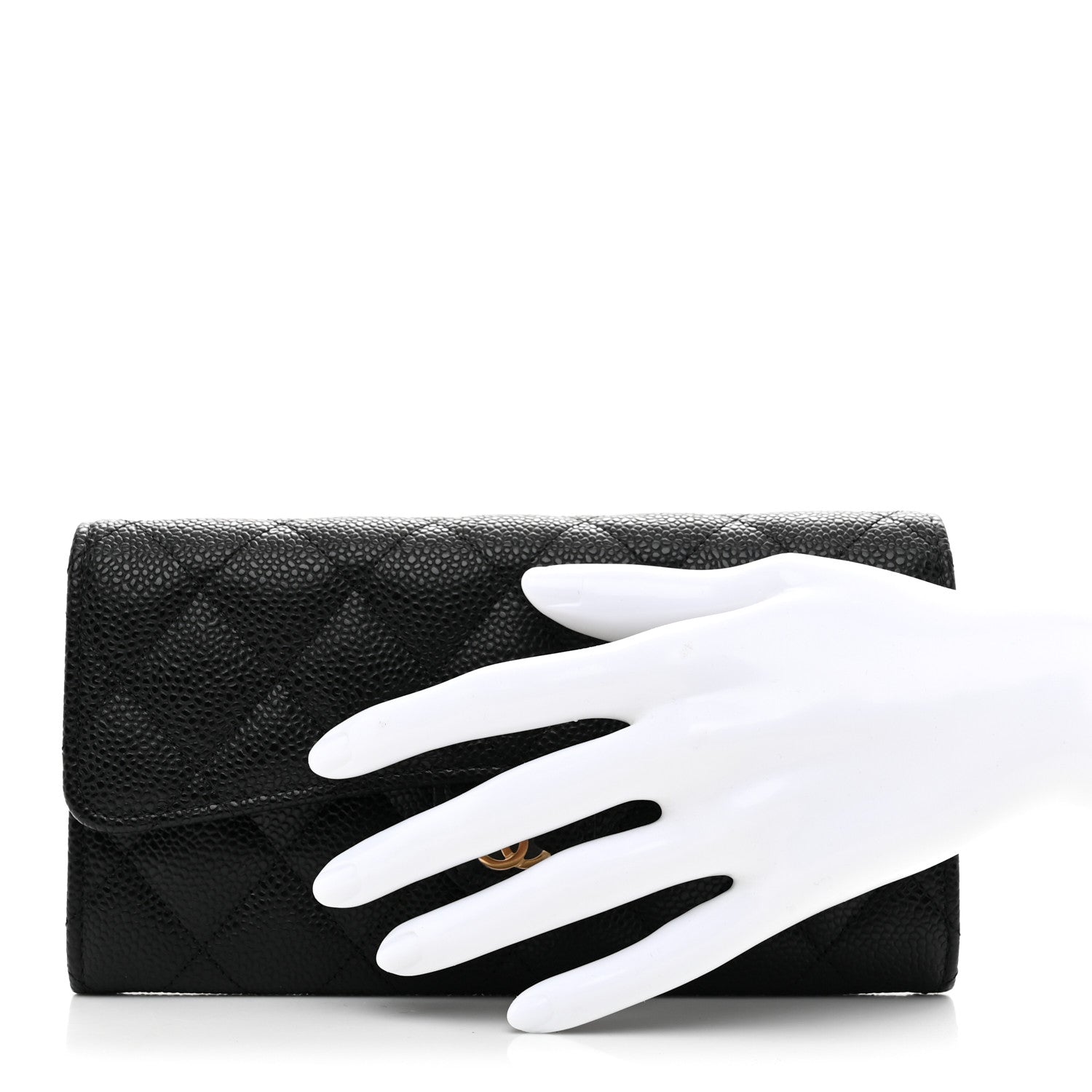 Chanel Caviar Quilted Large Gusset Flap Wallet Black 2 of 9