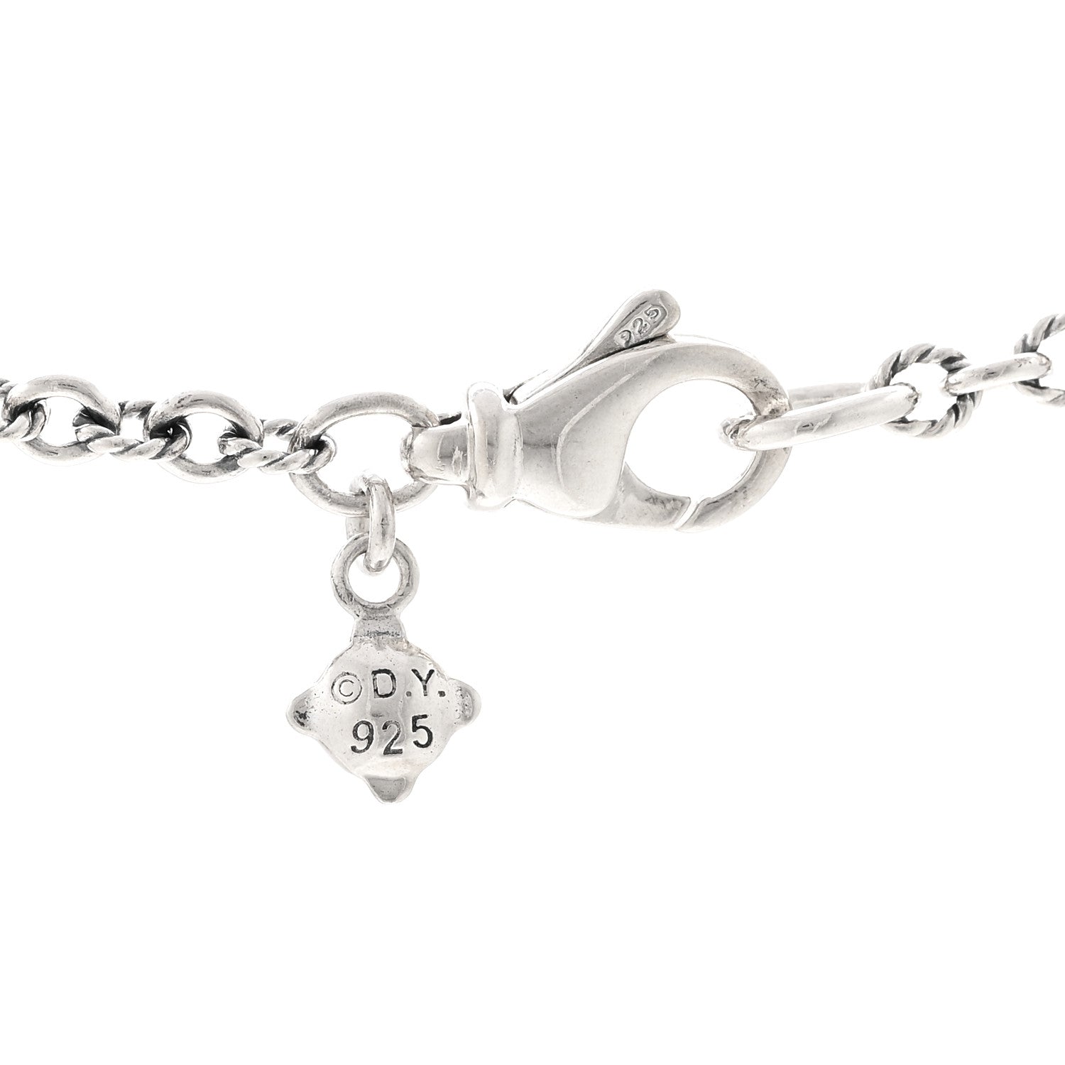 David Yurman Sterling Silver Diamond Cable Collectibles Lock and Key Charm Pendant Necklace 4 of 4