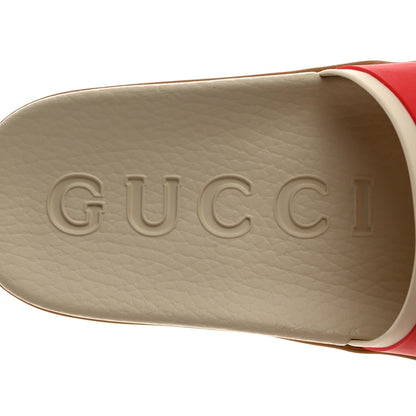 Gucci Rubber Web Womens Interlocking G Slide Sandals 37 Mystic White Green Red 6 of 8