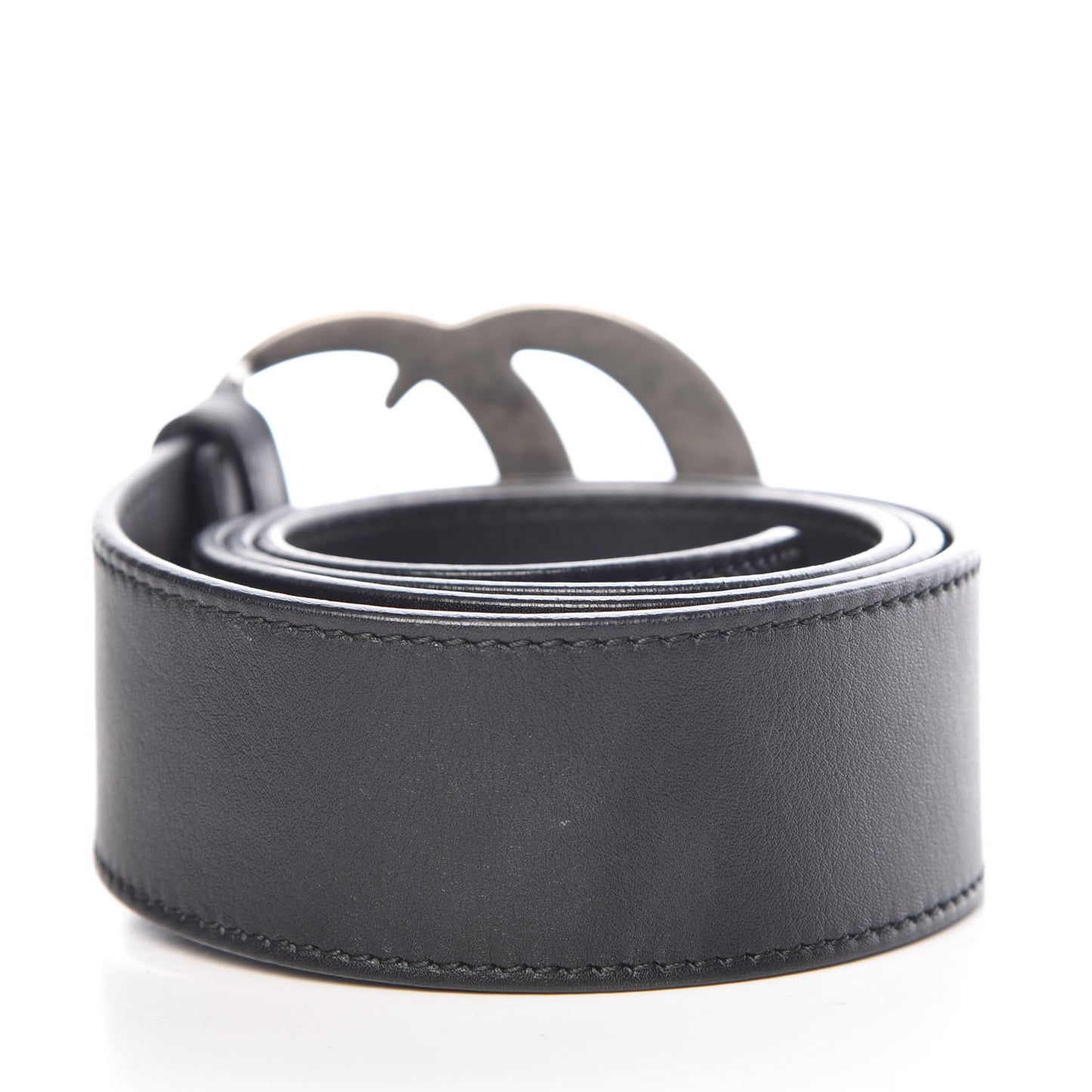 Moon Calfskin Nickel Double G 40mm Belt 80 32 Black