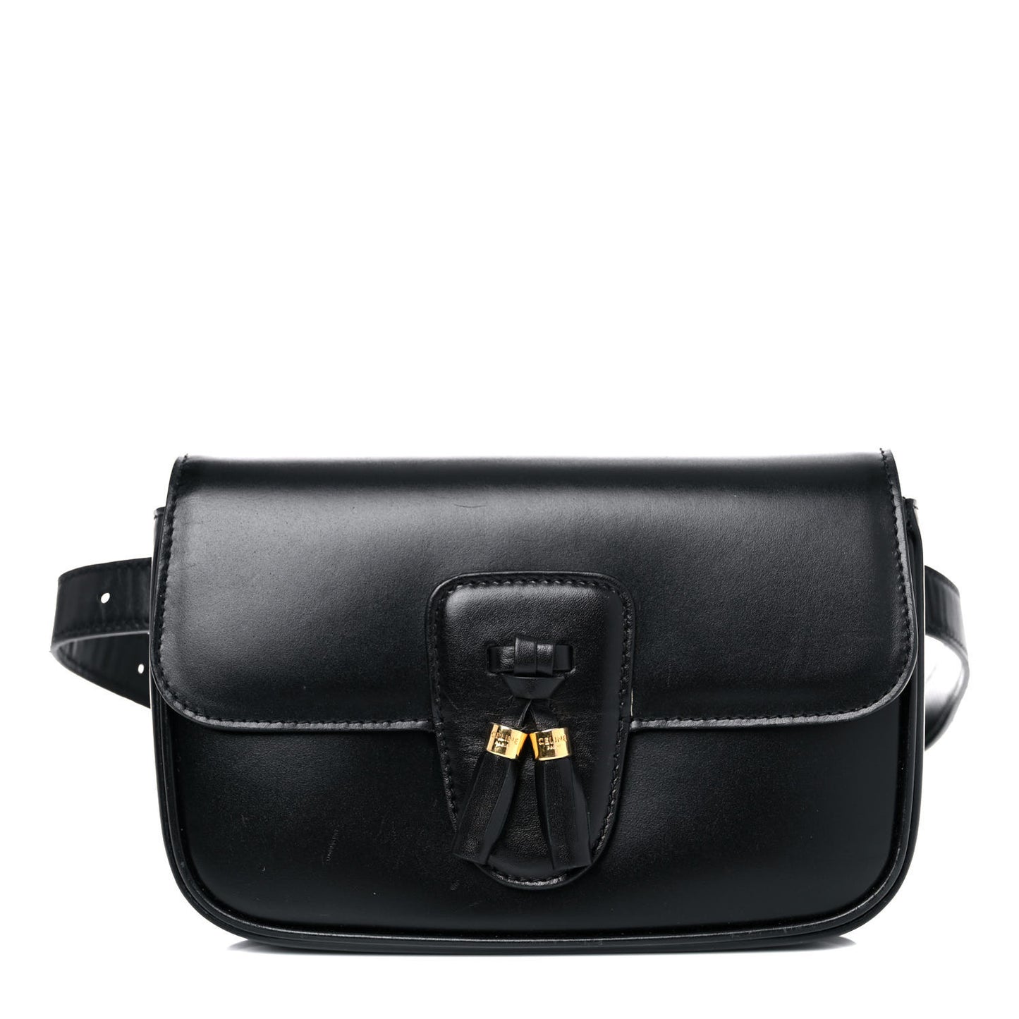 Smooth Calfskin Tassel Belt Bag Black