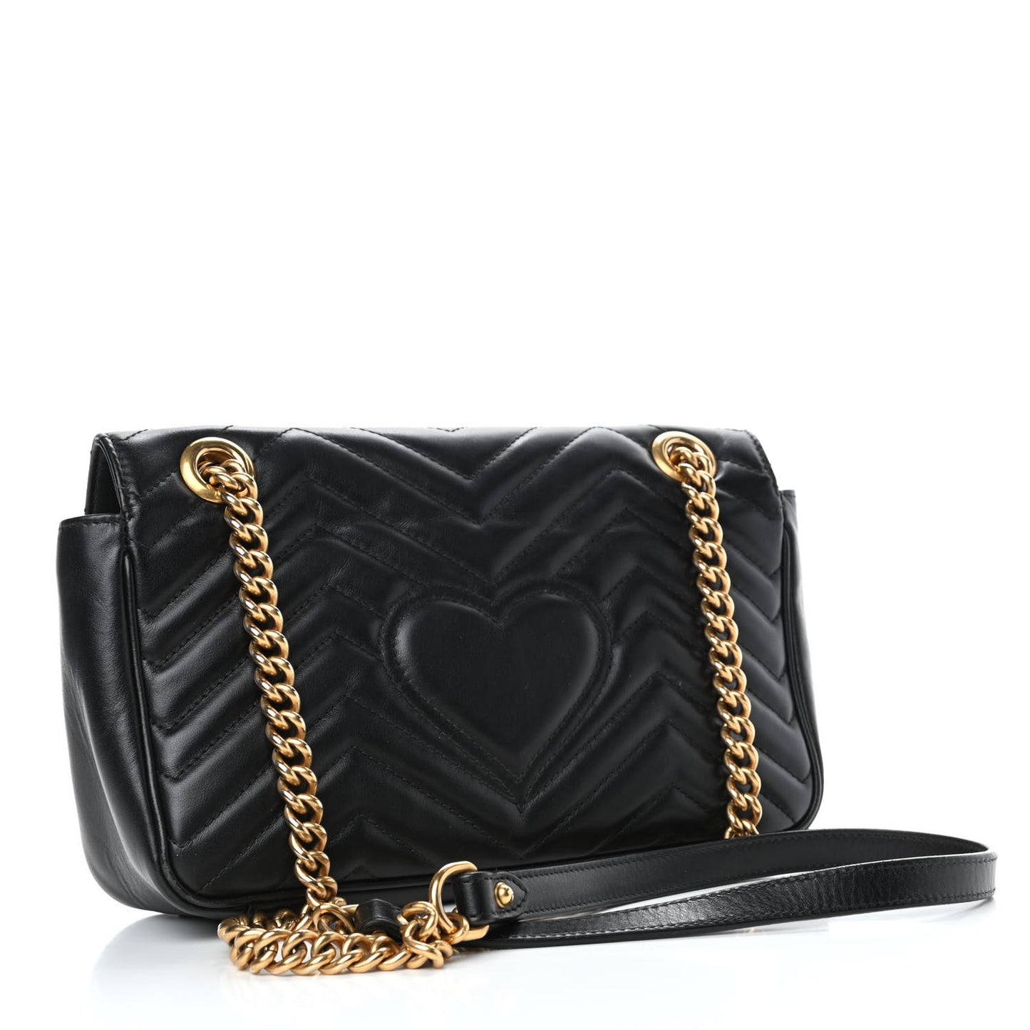 Calfskin Matelasse Small GG Marmont Shoulder Bag Black