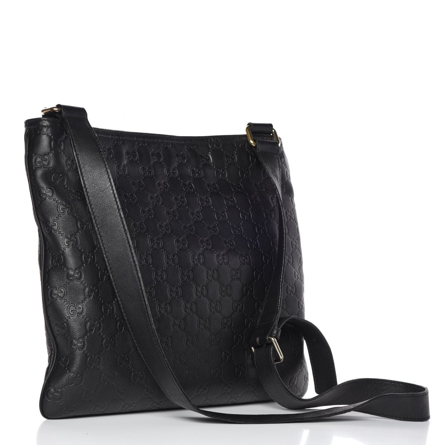 Guccissima Medium Flat Messenger Bag Black